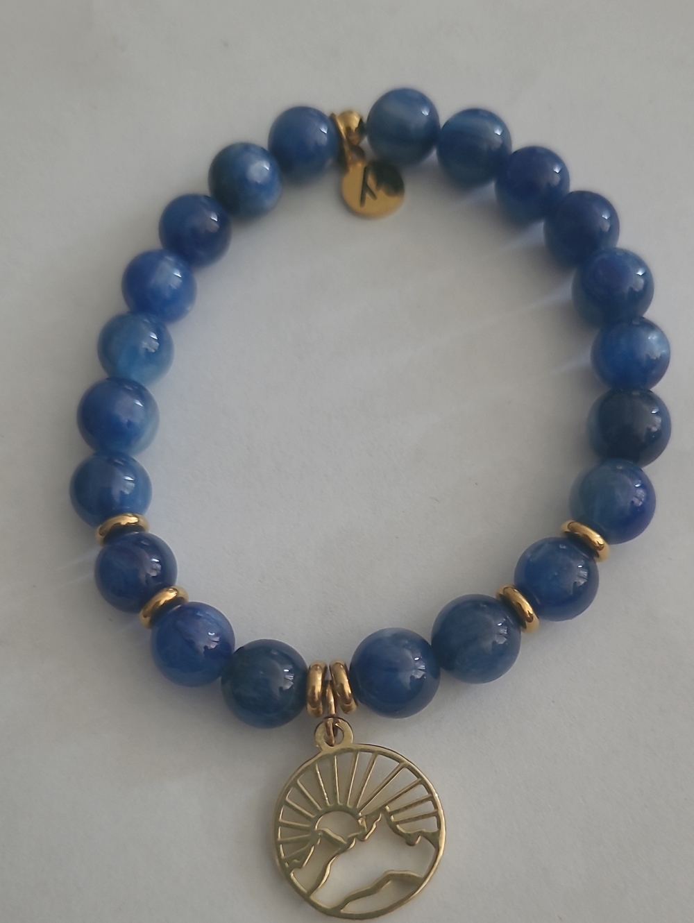 T. Jazelle Blue Quartzite Mountain Cutout Charm Stretch Bracelet